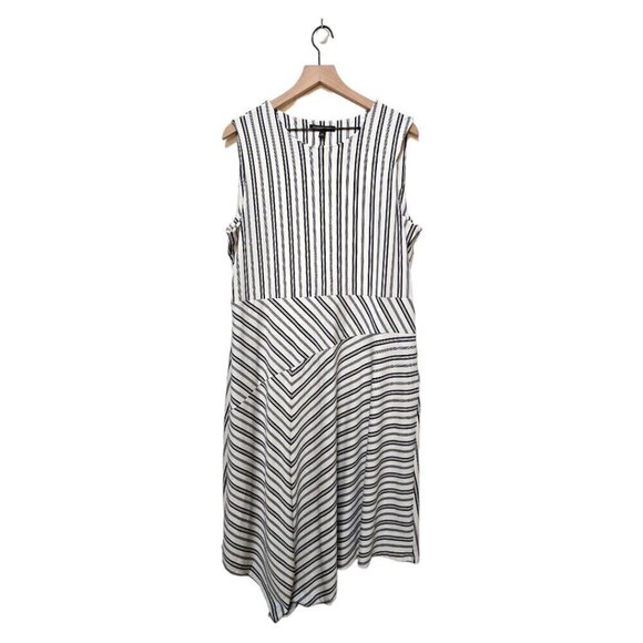 Banana Republic Stripe Asymmetrical Fit and Flare Sleeveless Dress Sz XL - Picture 1 of 7